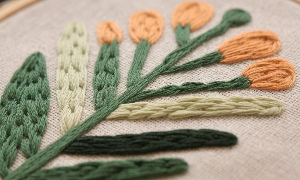 Embroidery stitch stem
