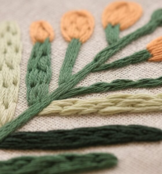 Embroidery stitch stem