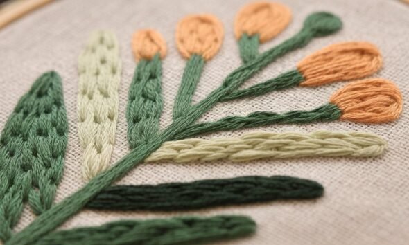 Embroidery stitch stem