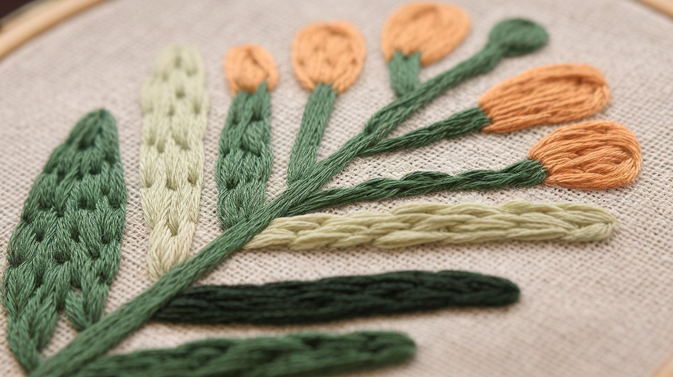 Embroidery stitch stem